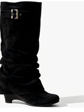 OnlyMakerHeels Women’s Black Slouchy Mid-Calf Boot with Buckle NEW Sz 10